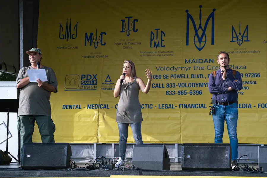 Festival speakers and MCs on the Portland Multicultural Kids Festival stage